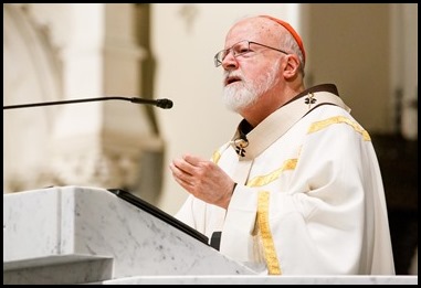 Cardinal Sean P. O’Malley celebrates the Holy Thursday Mass of the Last Supper at the Cathedral of Holy Cross, April 9, 2020.
Photo by Gregory L. Tracy, The Pilot