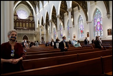 Cardinal Sean P. O’Malley celebrates Mass at the Cathedral of the Holy Cross, June 13, 2020, the Feast of Corpus Christi.  The feast marked the start of the archdiocese’s Year of the Eucharist.
Pilot photo/ Jacqueline Tetrault