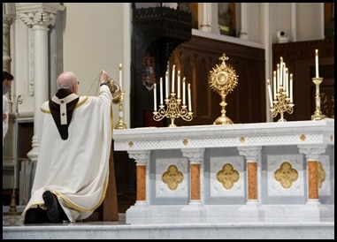 Cardinal Sean P. O’Malley celebrates Mass at the Cathedral of the Holy Cross, June 13, 2020, the Feast of Corpus Christi.  The feast marked the start of the archdiocese’s Year of the Eucharist.
Pilot photo/ Jacqueline Tetrault