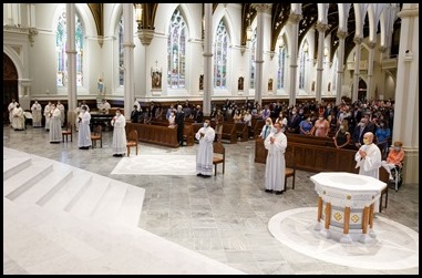 Presbyteral ordination of Fathers Joseph Hubbard, Dennis Nakkeeran, Matthew Norwood, Fernando Vivas, Daniel Zinger and James P. Ferus, SJ at the Cathedral of the Holy Cross, Aug. 1, 2020.
Pilot photo/ Gregory L. Tracy 