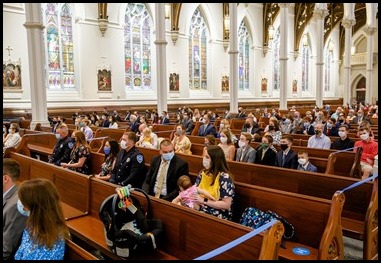 Presbyteral ordination of Fathers Joseph Hubbard, Dennis Nakkeeran, Matthew Norwood, Fernando Vivas, Daniel Zinger and James P. Ferus, SJ at the Cathedral of the Holy Cross, Aug. 1, 2020.
Pilot photo/ Gregory L. Tracy 