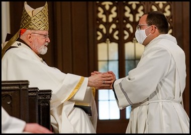 Presbyteral ordination of Fathers Joseph Hubbard, Dennis Nakkeeran, Matthew Norwood, Fernando Vivas, Daniel Zinger and James P. Ferus, SJ at the Cathedral of the Holy Cross, Aug. 1, 2020.
Pilot photo/ Gregory L. Tracy 