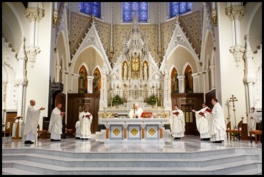 Presbyteral ordination of Fathers Joseph Hubbard, Dennis Nakkeeran, Matthew Norwood, Fernando Vivas, Daniel Zinger and James P. Ferus, SJ at the Cathedral of the Holy Cross, Aug. 1, 2020.
Pilot photo/ Gregory L. Tracy 