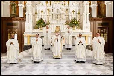 Presbyteral ordination of Fathers Joseph Hubbard, Dennis Nakkeeran, Matthew Norwood, Fernando Vivas, Daniel Zinger and James P. Ferus, SJ at the Cathedral of the Holy Cross, Aug. 1, 2020.
Pilot photo/ Gregory L. Tracy 