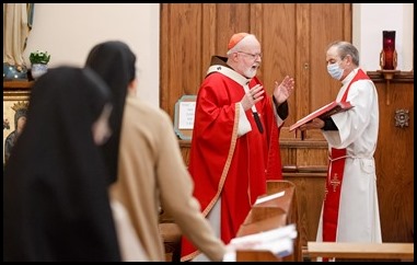 Cardinal Sean P. O’Malley celebrates a Mass to mark his 50th anniversary of priestly ordination Aug. 29, 2020 at St. Clare Monastery in Jamaica Plain.
Pilot photo/ Gregory L. Tracy