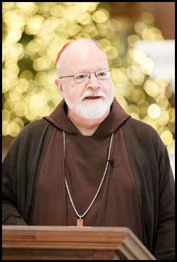 Cardinal Sean P. O’Malley and chief health care ethicist MC Sullivan speak to the media at the Cathedral of the Holy Cross about preparations for Christmas Masses in the Archdiocese of Boston, Dec. 22, 2020.
Pilot photo/ Gregory L. Tracy 