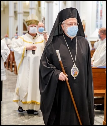 Cardinal O'Malley celebrates the annual Chrism Mass at the Cathedral of the Holy Cross, March 29, 2021. 
Pilot photo/ Gregory L. Tracy 