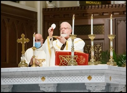 Cardinal Seán P. O’Malley celebrates the Holy Thursday Mass of the Lord’s Supper at the Cathedral of the Holy Cross April 1, 2021.
Pilot photo/ Jacqueline Tetrault