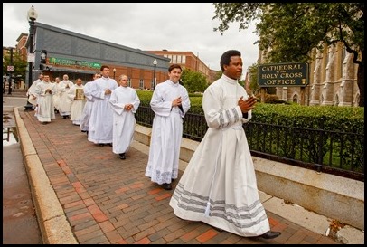 Ordination Mass of Transitional Deacons Maxwell Chukwudiebere, Patrick O’Connor,Bertrand Proulx, Nathaniel Sanders and Nicholas Stano at the Cathedral of the Holy Cross, June 12, 2021.
Pilot photo/ Gregory L. Tracy 