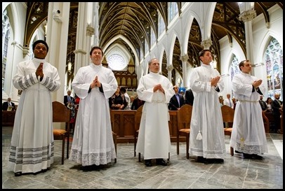 Ordination Mass of Transitional Deacons Maxwell Chukwudiebere, Patrick O’Connor,Bertrand Proulx, Nathaniel Sanders and Nicholas Stano at the Cathedral of the Holy Cross, June 12, 2021.
Pilot photo/ Gregory L. Tracy 