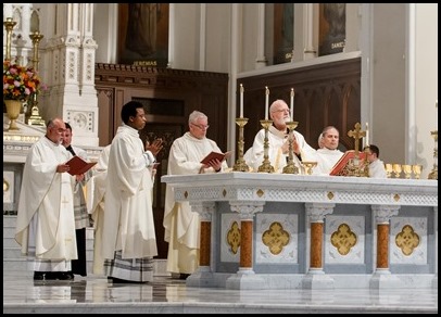 Ordination Mass of Transitional Deacons Maxwell Chukwudiebere, Patrick O’Connor,Bertrand Proulx, Nathaniel Sanders and Nicholas Stano at the Cathedral of the Holy Cross, June 12, 2021.
Pilot photo/ Gregory L. Tracy 