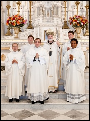 Ordination Mass of Transitional Deacons Maxwell Chukwudiebere, Patrick O’Connor,Bertrand Proulx, Nathaniel Sanders and Nicholas Stano at the Cathedral of the Holy Cross, June 12, 2021.
Pilot photo/ Gregory L. Tracy 