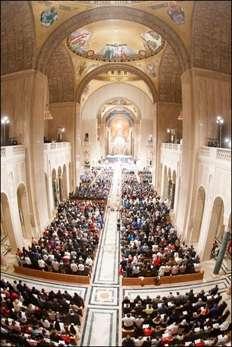 The opening Mass of the Prayer Vigil for Life is celebrated Jan. 20, 2022 at the National Basilica of the Shrine of the Immaculate Conception in Washing, D.C. Pilot photo/ Gregory L. Tracy 