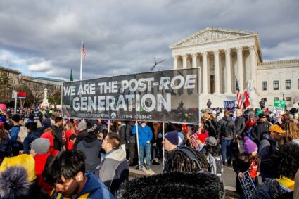 Cardinal Sean O’Malley leads a group of youth from the Archdiocese of Boston at 2023 March for Life in Washington, D.C. Pilot photo/ Gregory L. Tracy 